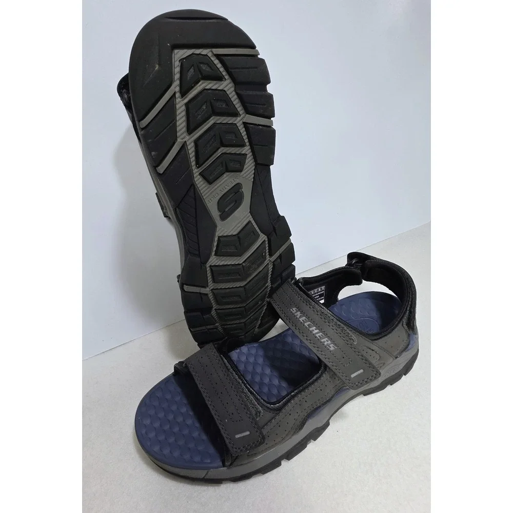 Skechers Luxe Hiking Sandals‎ Mens 11 Relaxed Fit Gray Blue Great Tread